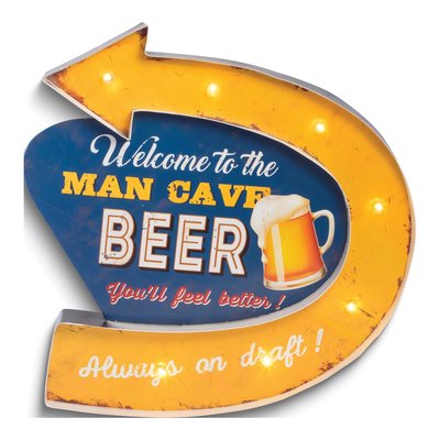 Man Cave Beer LED Metal Wall Sign