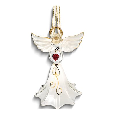 Glass Baron Angel With Red Crystal Heart Figurine Ornament