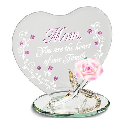 Glass Baron Heart of Our Family Rose Figurine Gift