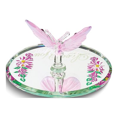LOVE YOU Pink Butterfly Glass Figurine Gift – view 2