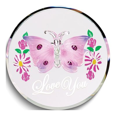 LOVE YOU Pink Butterfly Glass Figurine Gift – view 3