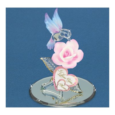 Glass Baron Hummingbird & Rose "I Love You Mom" Figurine – view 3