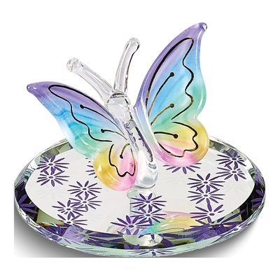Lavender Rainbow Butterfly Glass Figurine Gift