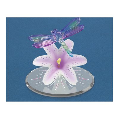 Handcrafted Glass Dragonfly & Lily Figurine – view 3