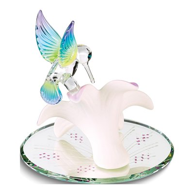 Handcrafted Glass Hummingbird & Lily Figurine – view 2