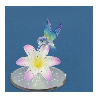 Handcrafted Glass Hummingbird & Lily Figurine – view 3
