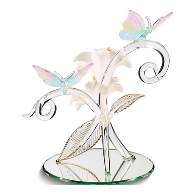 Butterflies & Lily Garden Glass Figurine Gift – view 2