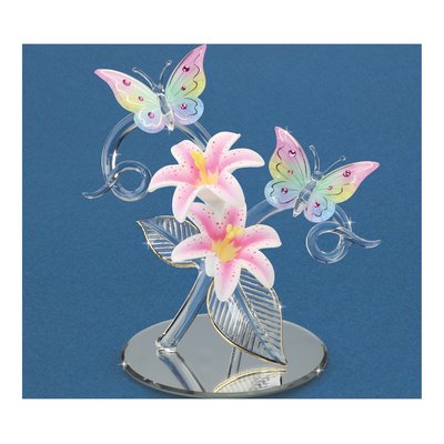 Butterflies & Lily Garden Glass Figurine Gift – view 3