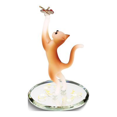 Handcrafted Glass Cat & Butterfly Figurine Gift – view 2