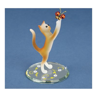 Handcrafted Glass Cat & Butterfly Figurine Gift – view 3