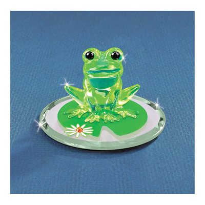 Frog & Lily Pad Handcrafted Glass Figurine – view 3