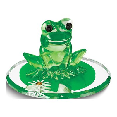 Frog & Lily Pad Handcrafted Glass Figurine
