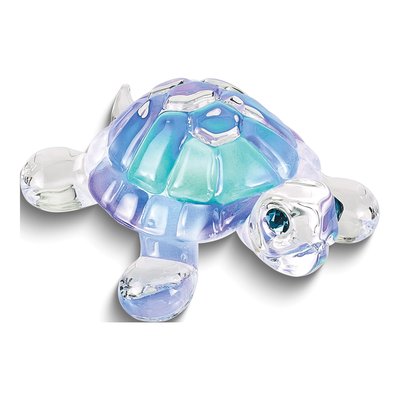 Handcrafted Blue Glass Turtle Figurine Gift