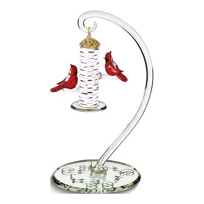 Cardinal & Feeder Handcrafted Glass Figurine Gift – view 2