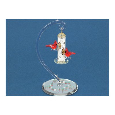 Cardinal & Feeder Handcrafted Glass Figurine Gift – view 3