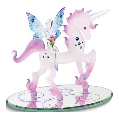 Handcrafted Glass Unicorn & Fairy Figurine Gift