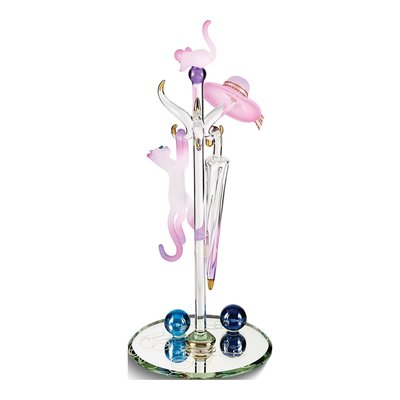 Glass Coat Rack Figurine with Cat & Mouse – view 2