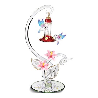 Glass Baron Hummingbird & Flower Figurine Gift