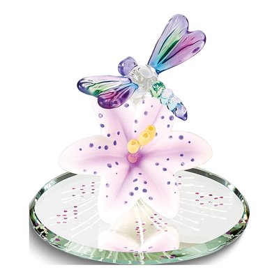 Glass Baron Dragonfly & Lily Figurine Gift