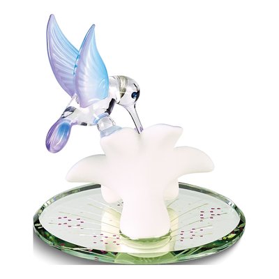 Hummingbird & Blue Lily Glass Figurine – view 2