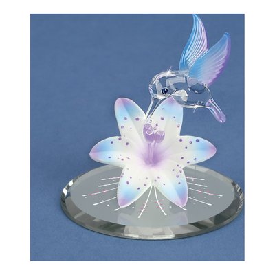 Hummingbird & Blue Lily Glass Figurine – view 3