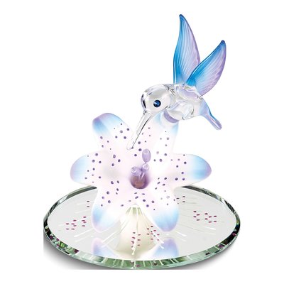 Blue Hummingbird & Lily Glass Figurine Gift