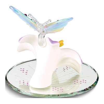 Rainbow Butterfly & Lavender Lily Glass Figurine – view 2