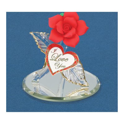 I Love You Red Rose Glass Figurine, 22k Gold Trim – view 3