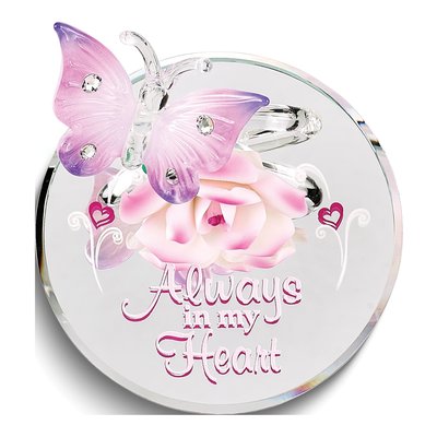 Always in My Heart Butterfly & Rose Glass Figurine – view 3