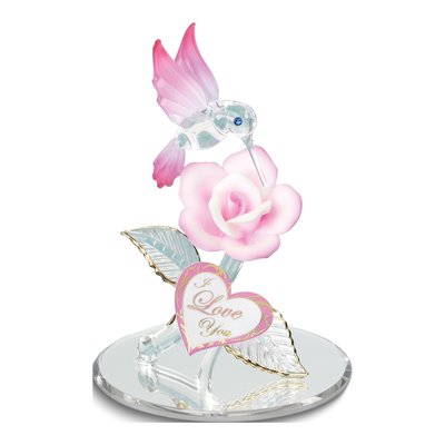 I Love You Pink Hummingbird & Rose Glass Figurine – view 3