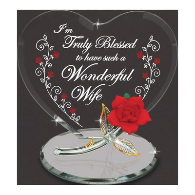 Wonderful Wife Glass Rose Figurine Gift – view 3