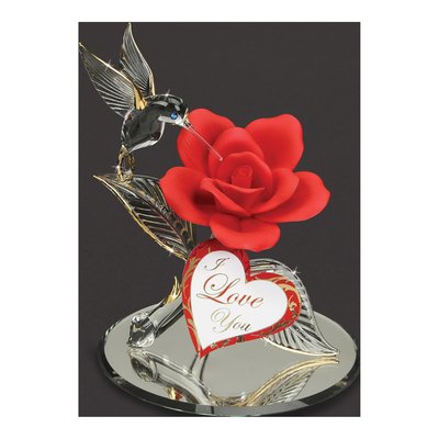 I LOVE YOU Hummingbird Glass Figurine, 22k Gold Trim – view 3