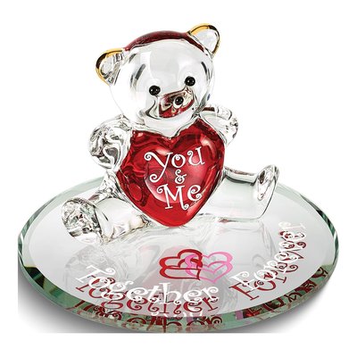 You & Me Together Forever Bear Glass Figurine