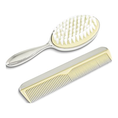 Silver-Tone Teddy Bear Baby Comb And Brush Set – view 2