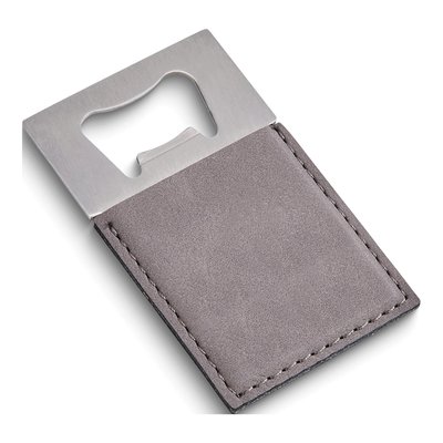 Grey Leatherette Silver-tone Bottle Opener, Engravable – view 2
