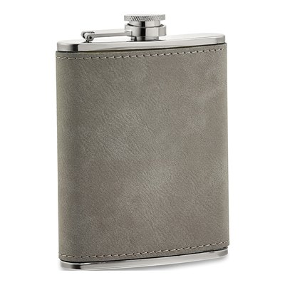 Grey Leatherette Flask & Shot Glasses Gift Set – view 2
