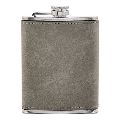 Grey Leatherette Flask & Shot Glasses Gift Set – view 3