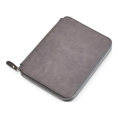 Grey Leatherette Zippered Note Pad Case, Engravable