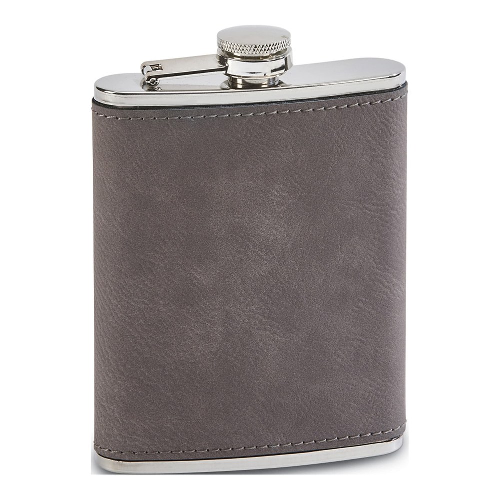 Grey Leatherette Steel Flask, Engravable