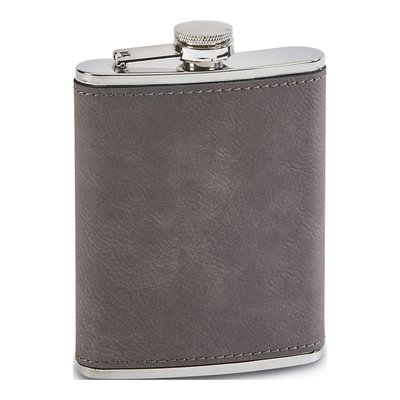Grey Leatherette Steel Flask, Engravable