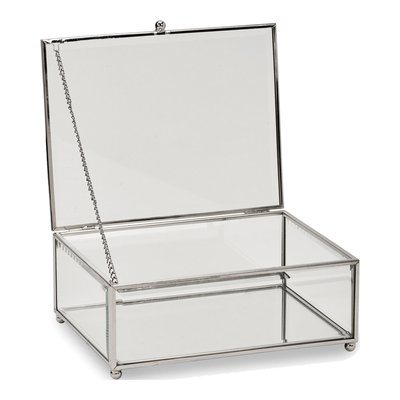 Large Silver-Tone Claro Glass Jewelry Box with Chain – view 2