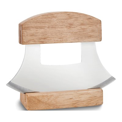 Stainless Steel Ulu Knife with Wooden Stand