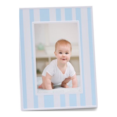 Blue & White Striped 4x6 Wooden Photo Frame