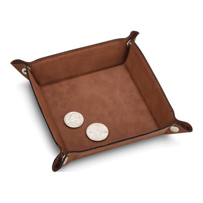 Caramel Leatherette Snap Valet Tray