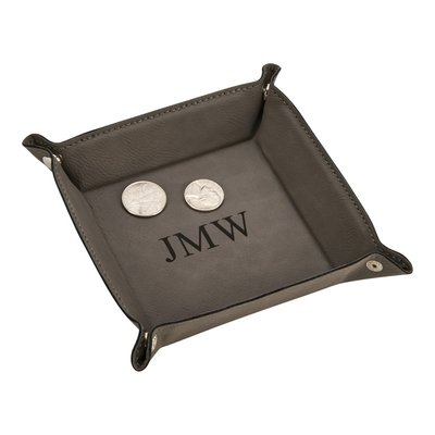 Grey Leatherette Snap Valet Tray – view 2
