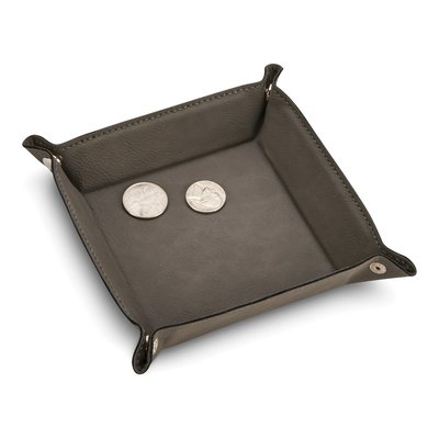 Grey Leatherette Snap Valet Tray