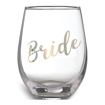 Lillian Rose Gold-Tone Bride Stemless Wine Glass