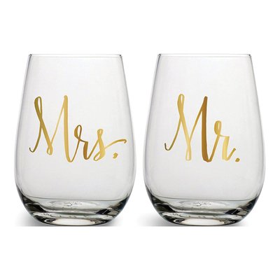Lillian Rose Gold-Tone Mrs. Stemless Wine Glass – view 2