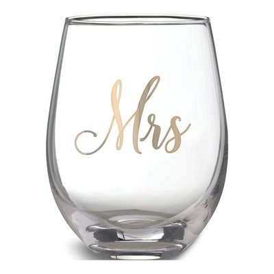Lillian Rose Gold-Tone Mrs. Stemless Wine Glass