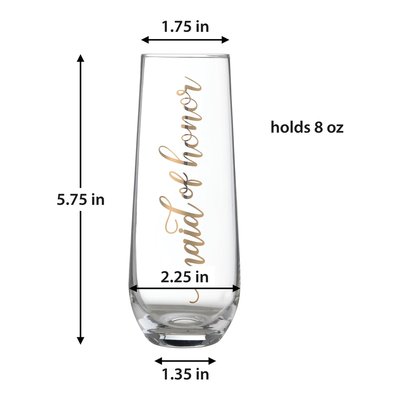 Lillian Rose Gold-Tone Maid Of Honor Stemless Champagne Glass – view 3